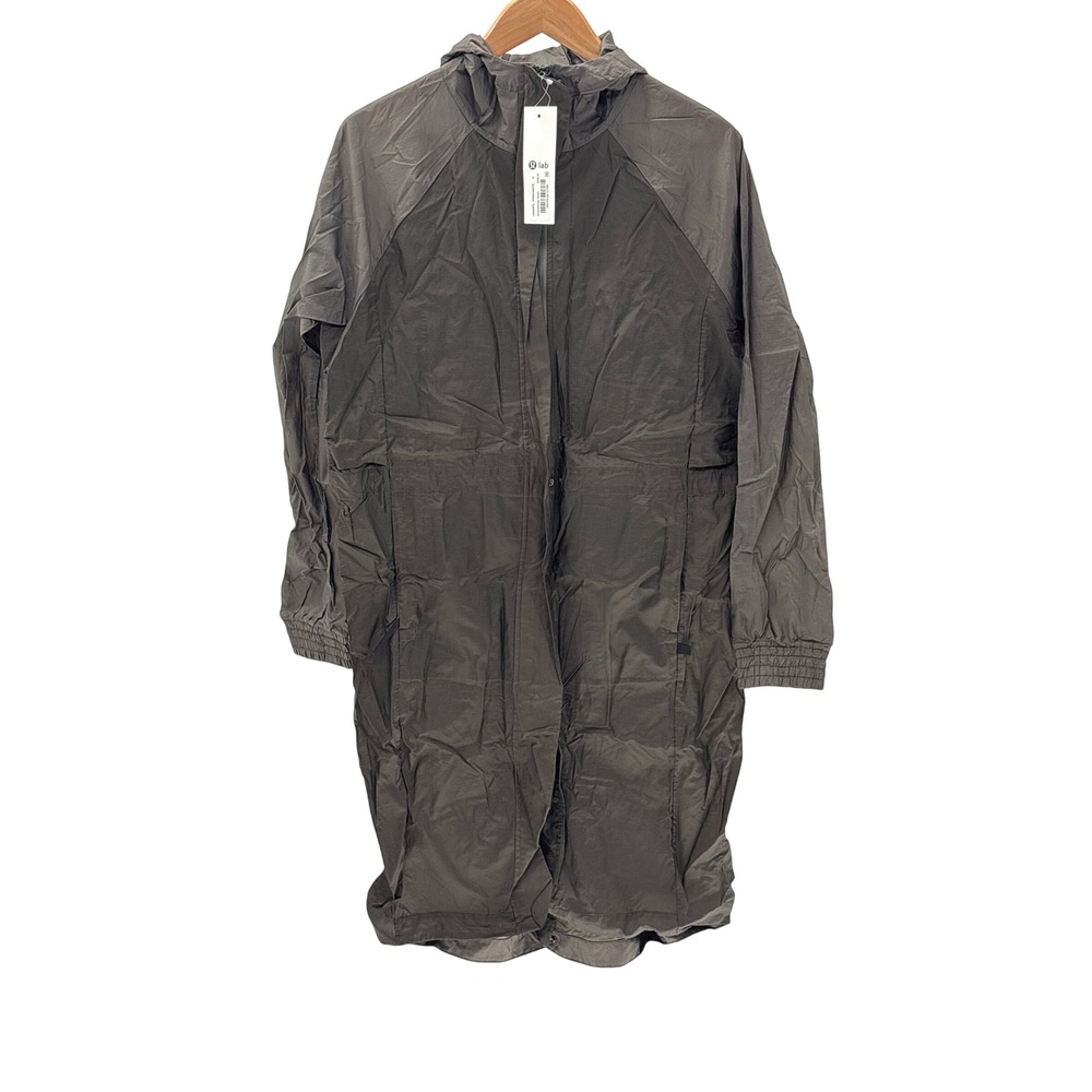 New Lululemon Lab Jacket Long Trench Convertible Windbreaker Hood Womne 8 Green